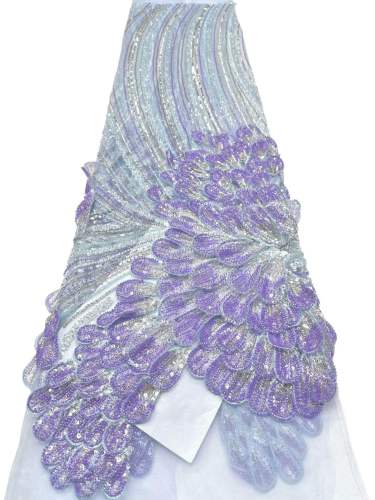 Affordable high quality lace fabric with beads pearls and sequins wedding dress lace fabric
