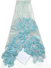 Affordable high quality lace fabric with beads pearls and sequins wedding dress lace fabric