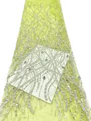Affordable high quality lace fabric with beads pearls and sequins wedding dress lace fabric