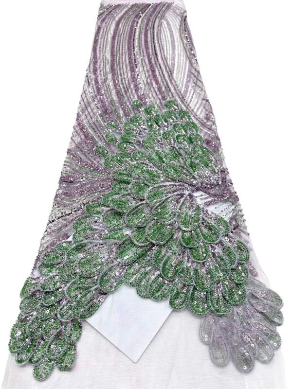 Affordable high quality lace fabric with beads pearls and sequins wedding dress lace fabric