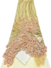 Affordable high quality lace fabric with beads pearls and sequins wedding dress lace fabric