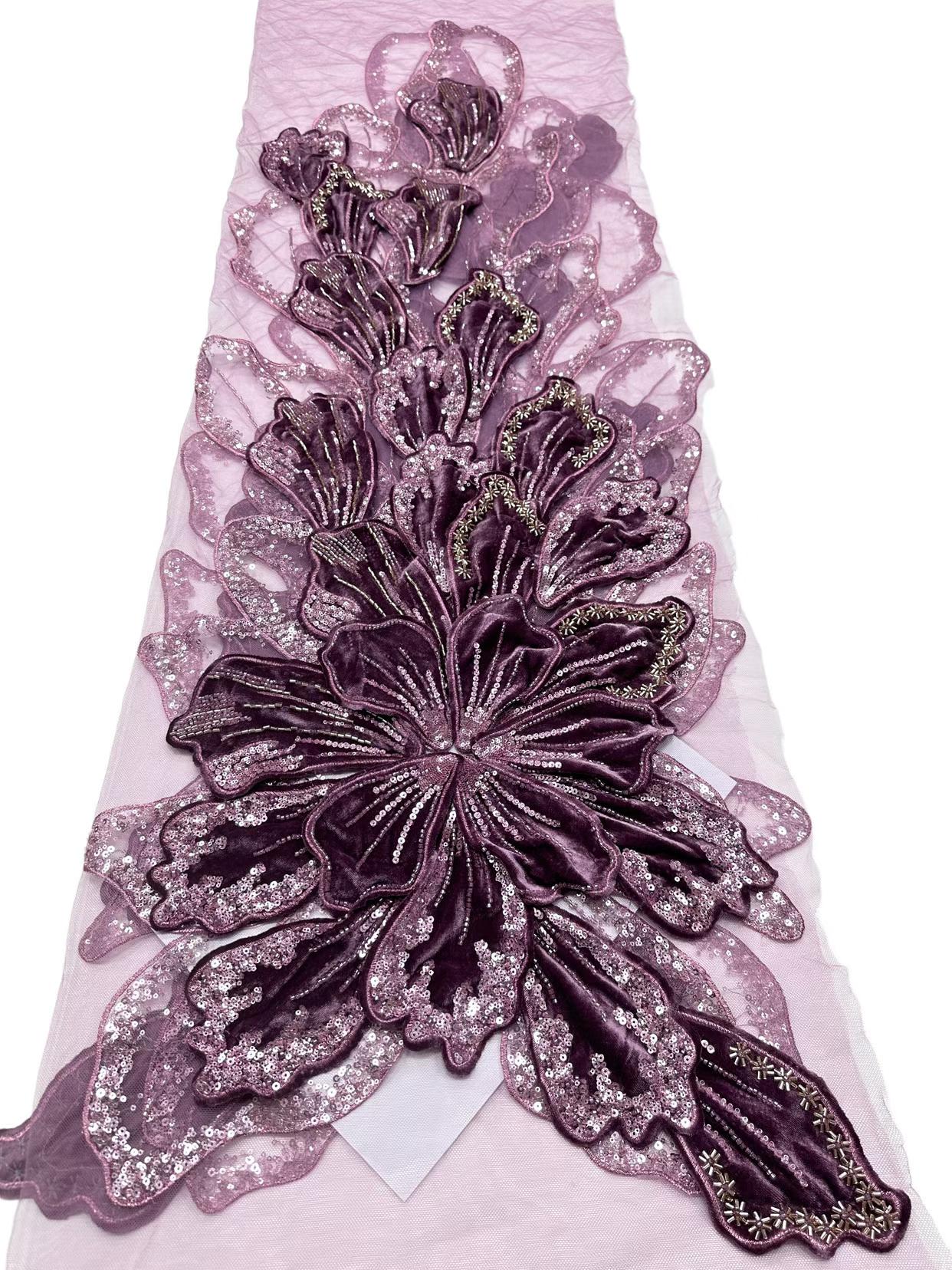 Affordable high quality lace fabric with beads pearls and sequins wedding dress lace fabric