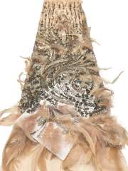 Affordable high quality lace fabric with beads pearls and sequins wedding dress lace fabric