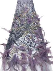 Affordable high quality lace fabric with beads pearls and sequins wedding dress lace fabric