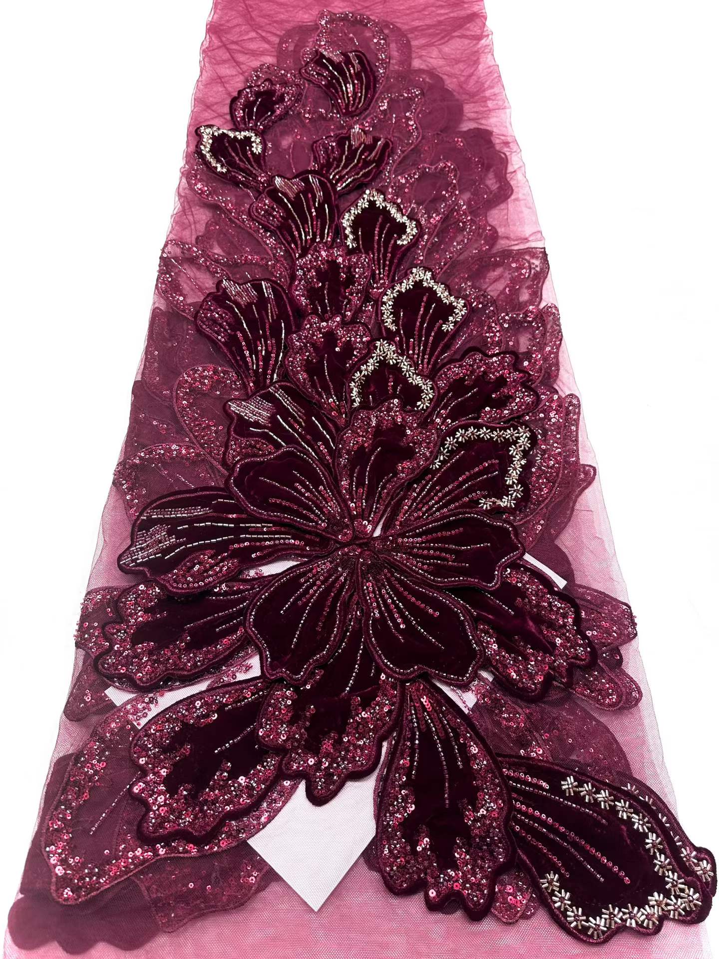 Affordable high quality lace fabric with beads pearls and sequins wedding dress lace fabric
