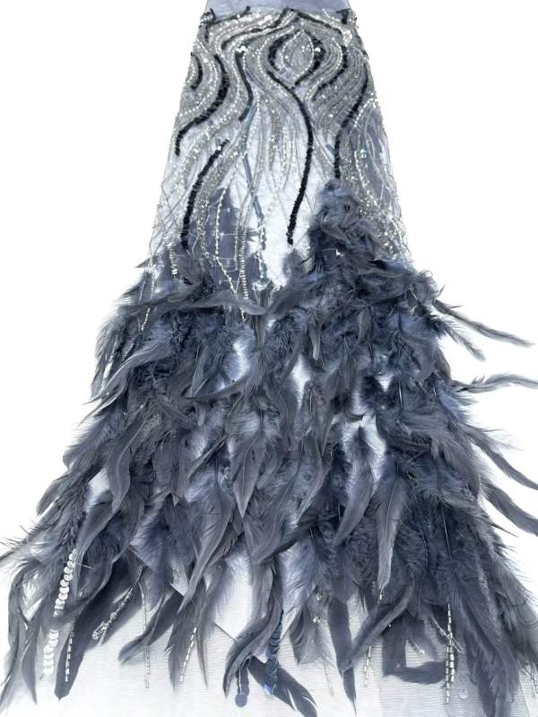 Affordable high quality lace fabric with beads pearls and sequins wedding dress lace fabric