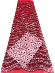 Affordable high quality lace fabric with beads pearls and sequins wedding dress lace fabric