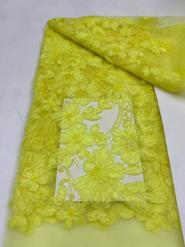 Affordable high quality lace fabric with beads pearls and sequins wedding dress lace fabric