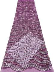 Affordable high quality lace fabric with beads pearls and sequins wedding dress lace fabric