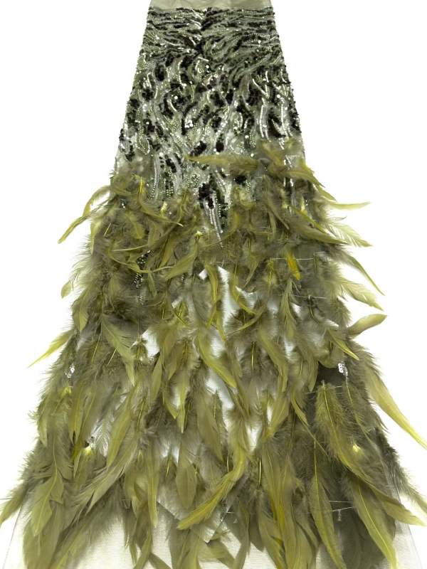 Affordable high quality lace fabric with beads pearls and sequins wedding dress lace fabric