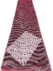 Affordable high quality lace fabric with beads pearls and sequins wedding dress lace fabric