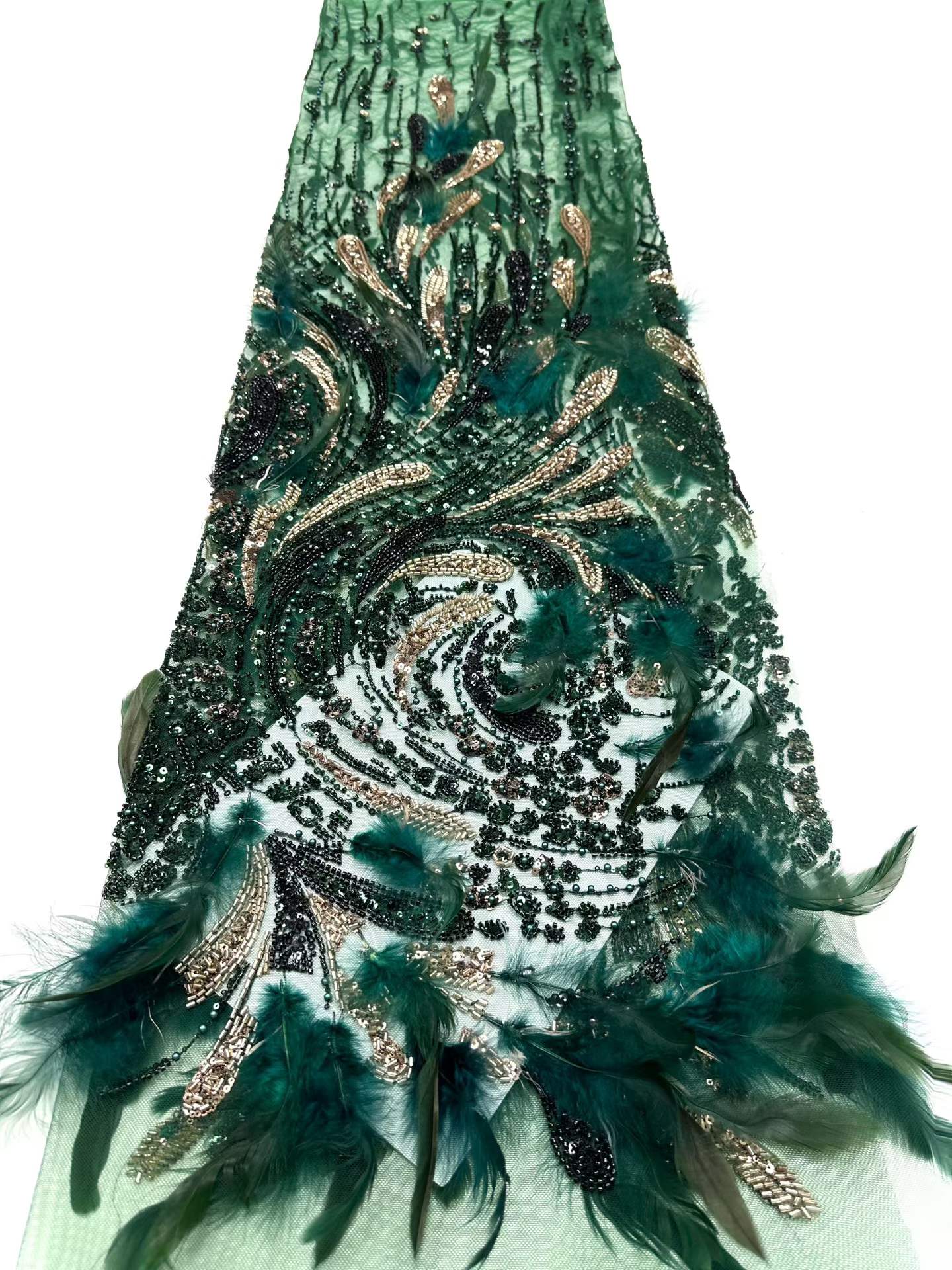 Affordable high quality lace fabric with beads pearls and sequins wedding dress lace fabric
