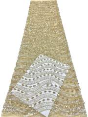 Affordable high quality lace fabric with beads pearls and sequins wedding dress lace fabric