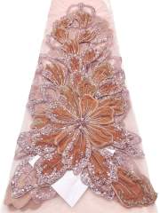 Affordable high quality lace fabric with beads pearls and sequins wedding dress lace fabric