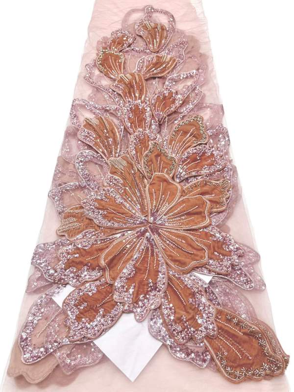 Affordable high quality lace fabric with beads pearls and sequins wedding dress lace fabric