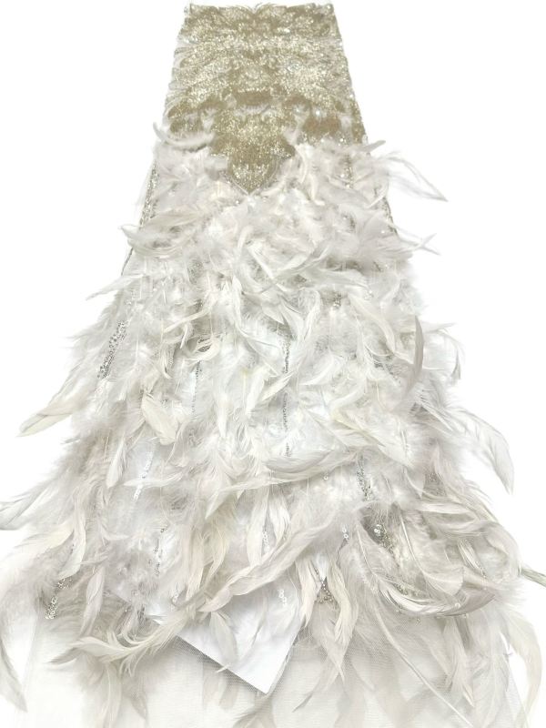 Affordable high quality lace fabric with beads pearls and sequins wedding dress lace fabric