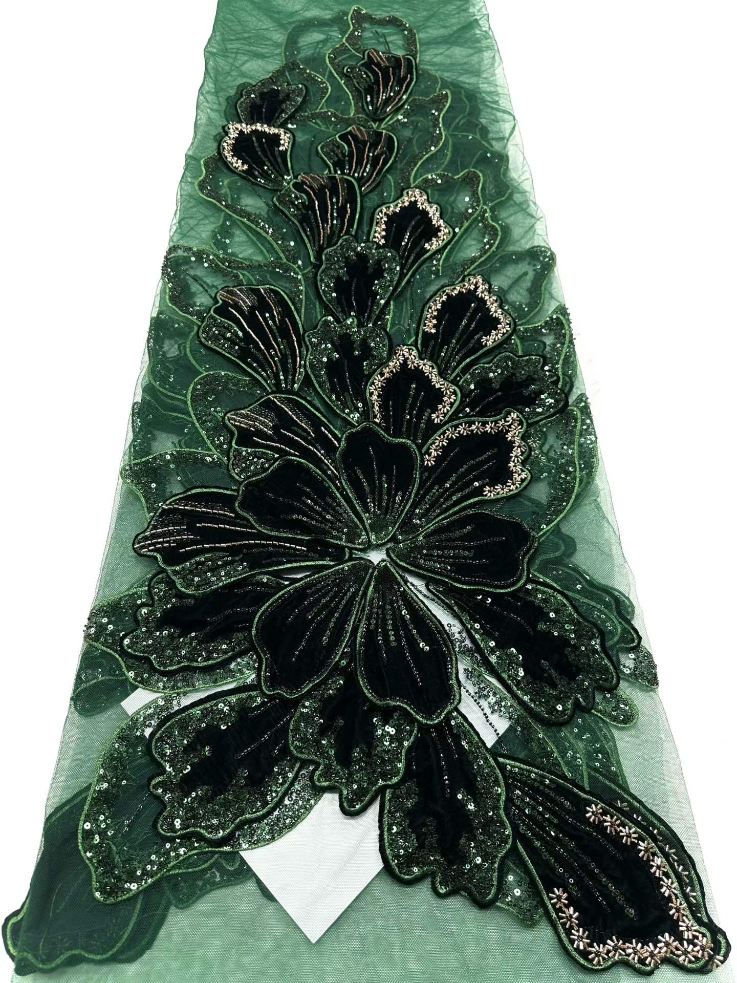Affordable high quality lace fabric with beads pearls and sequins wedding dress lace fabric
