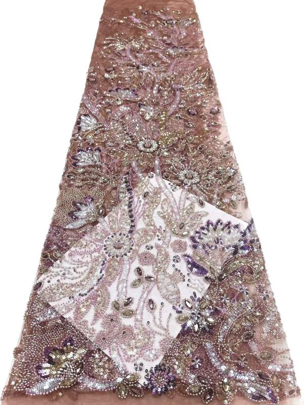 Affordable high quality lace fabric with beads pearls and sequins wedding dress lace fabric