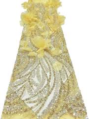 Affordable high quality lace fabric with beads pearls and sequins wedding dress lace fabric