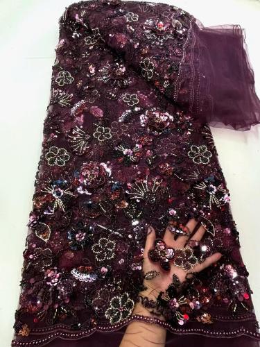 Affordable high quality lace fabric with beads pearls and sequins wedding dress lace fabric