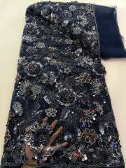 Affordable high quality lace fabric with beads pearls and sequins wedding dress lace fabric