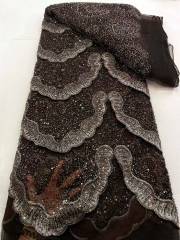 Affordable high quality lace fabric with beads pearls and sequins wedding dress lace fabric