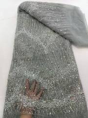 Affordable high quality lace fabric with beads pearls and sequins wedding dress lace fabric