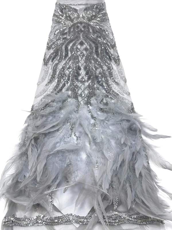 Affordable high quality lace fabric with beads pearls and sequins wedding dress lace fabric