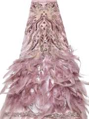 Affordable high quality lace fabric with beads pearls and sequins wedding dress lace fabric