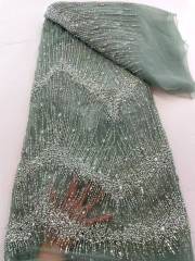 Affordable high quality lace fabric with beads pearls and sequins wedding dress lace fabric