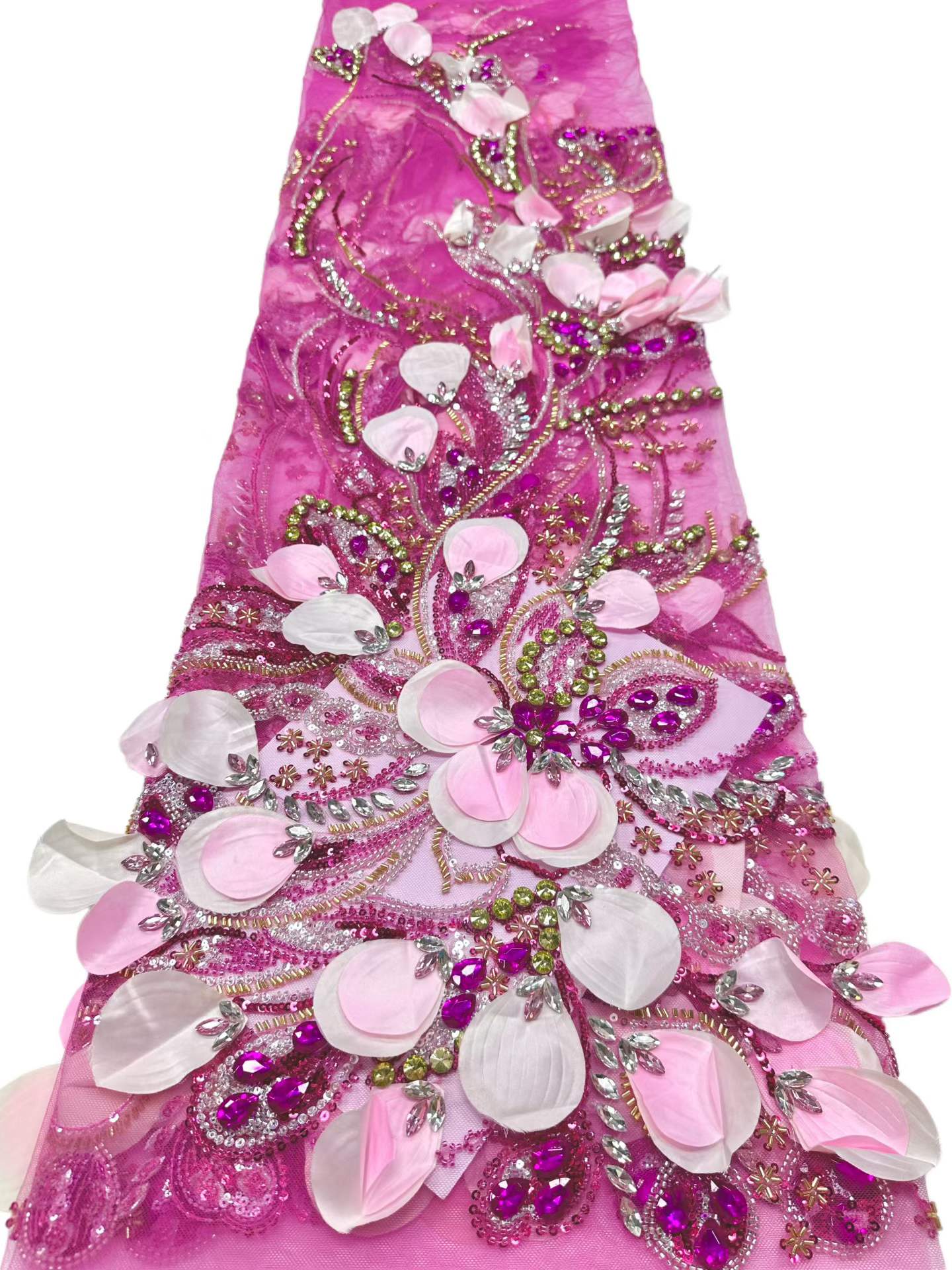 Affordable high quality lace fabric with beads pearls and sequins wedding dress lace fabric