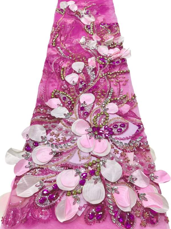 Affordable high quality lace fabric with beads pearls and sequins wedding dress lace fabric