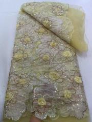 Affordable high quality lace fabric with beads pearls and sequins wedding dress lace fabric