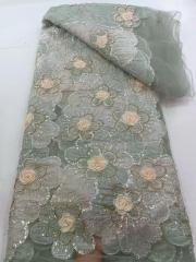 Affordable high quality lace fabric with beads pearls and sequins wedding dress lace fabric