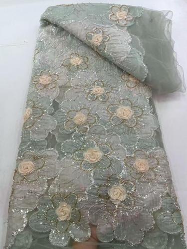 Affordable high quality lace fabric with beads pearls and sequins wedding dress lace fabric