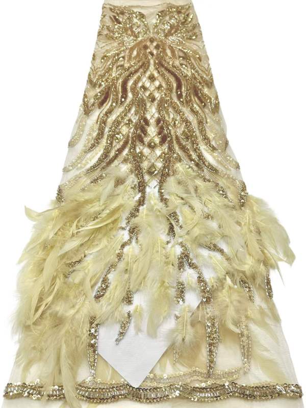 Affordable high quality lace fabric with beads pearls and sequins wedding dress lace fabric