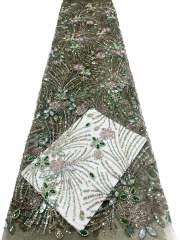 Affordable high quality lace fabric with beads pearls and sequins wedding dress lace fabric
