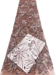 Affordable high quality lace fabric with beads pearls and sequins wedding dress lace fabric