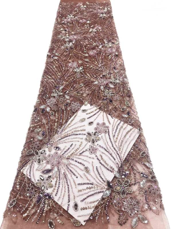 Affordable high quality lace fabric with beads pearls and sequins wedding dress lace fabric
