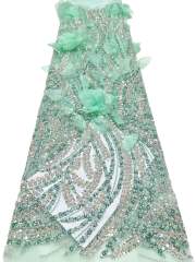Affordable high quality lace fabric with beads pearls and sequins wedding dress lace fabric