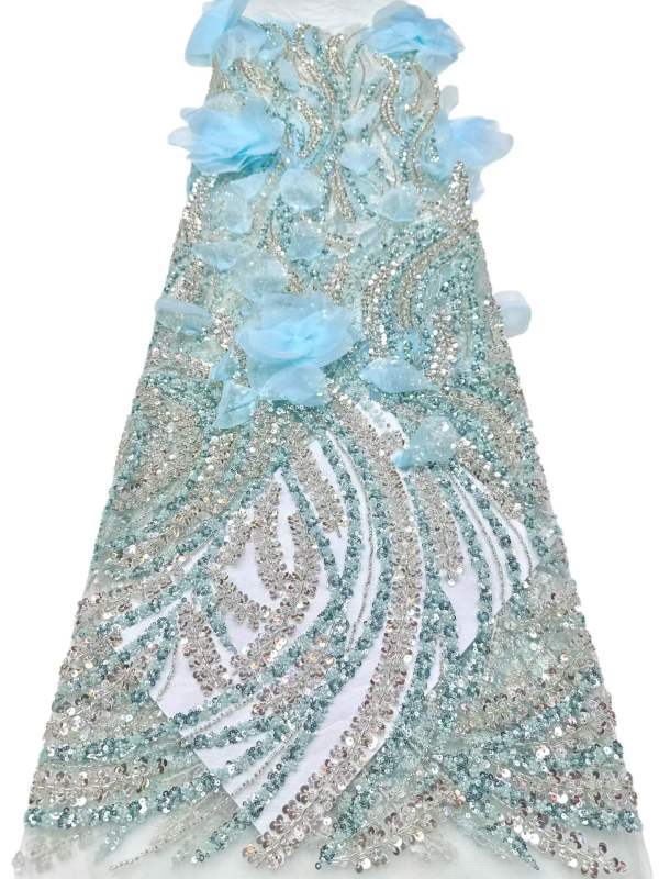 Affordable high quality lace fabric with beads pearls and sequins wedding dress lace fabric
