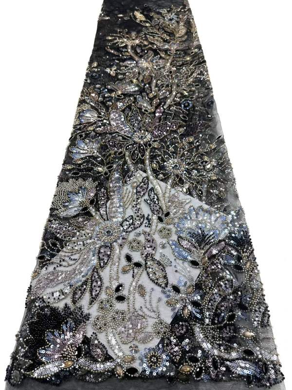 Affordable high quality lace fabric with beads pearls and sequins wedding dress lace fabric