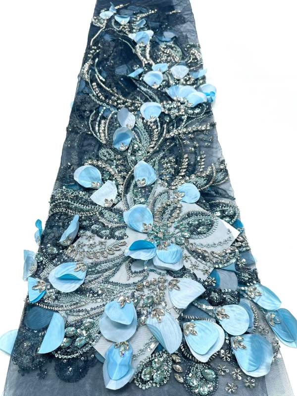 Affordable high quality lace fabric with beads pearls and sequins wedding dress lace fabric