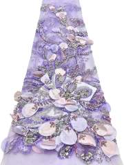Affordable high quality lace fabric with beads pearls and sequins wedding dress lace fabric