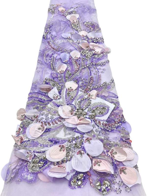 Affordable high quality lace fabric with beads pearls and sequins wedding dress lace fabric
