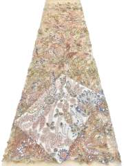 Affordable high quality lace fabric with beads pearls and sequins wedding dress lace fabric