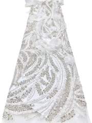 Affordable high quality lace fabric with beads pearls and sequins wedding dress lace fabric