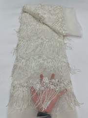 Affordable high quality lace fabric with beads pearls and sequins wedding dress lace fabric