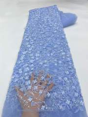 Affordable high quality lace fabric with beads pearls and sequins wedding dress lace fabric