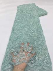 Affordable high quality lace fabric with beads pearls and sequins wedding dress lace fabric